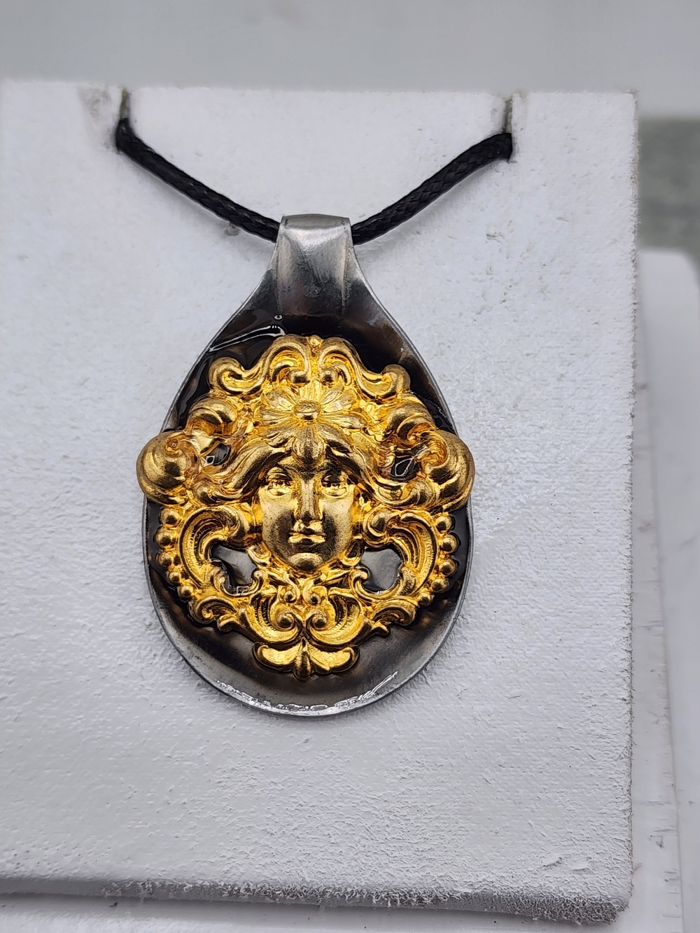 Gold Tone Medusa Relief Pendant Necklace - Women Jewelry